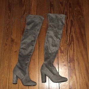 Taupe thigh high heals!